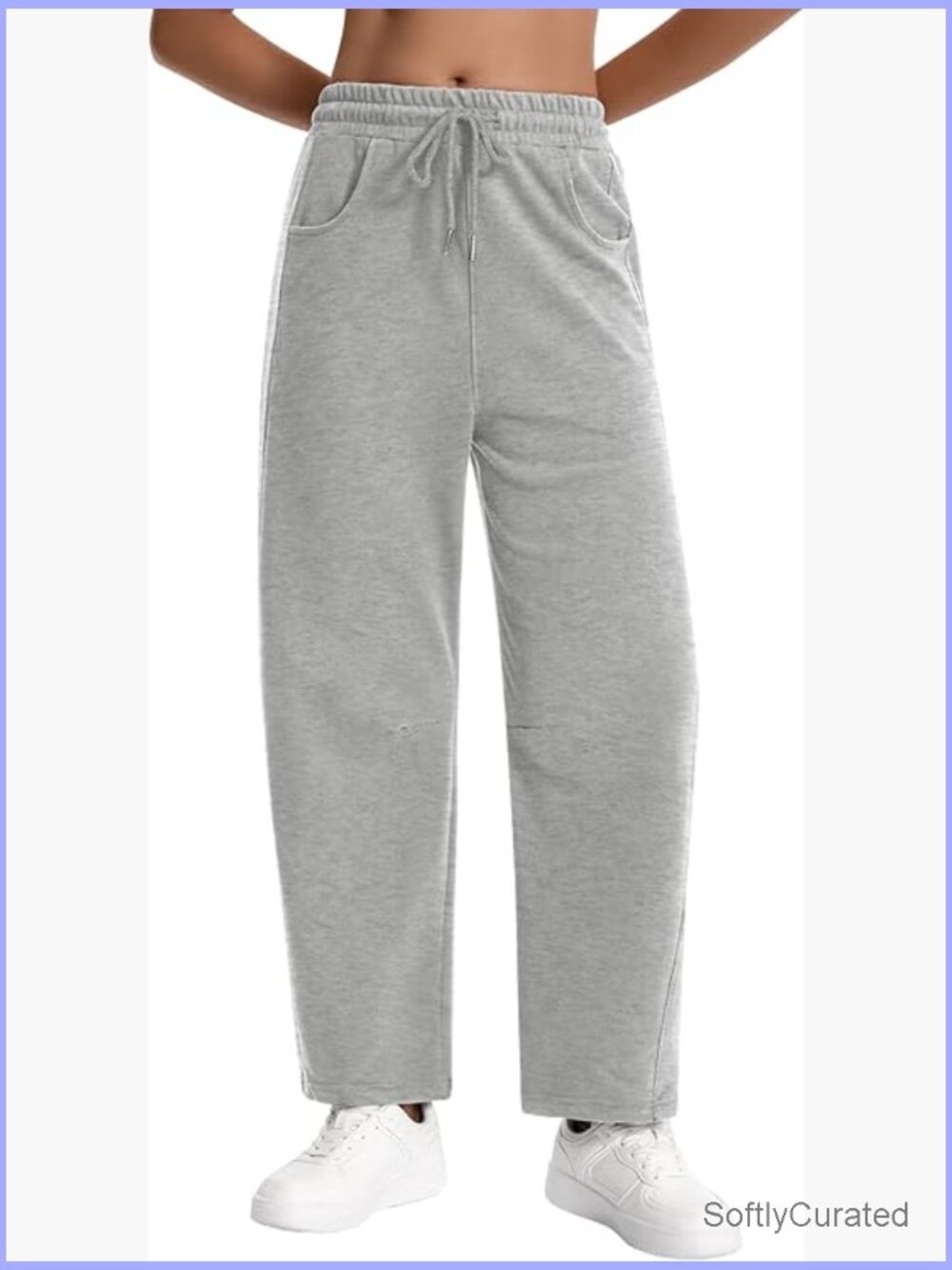 High Waisted Barrel Sweatpants Drawstring Wide Leg Casual Pockets